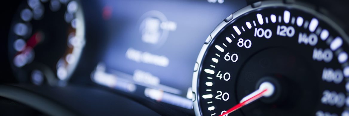 The speedometer of a car.